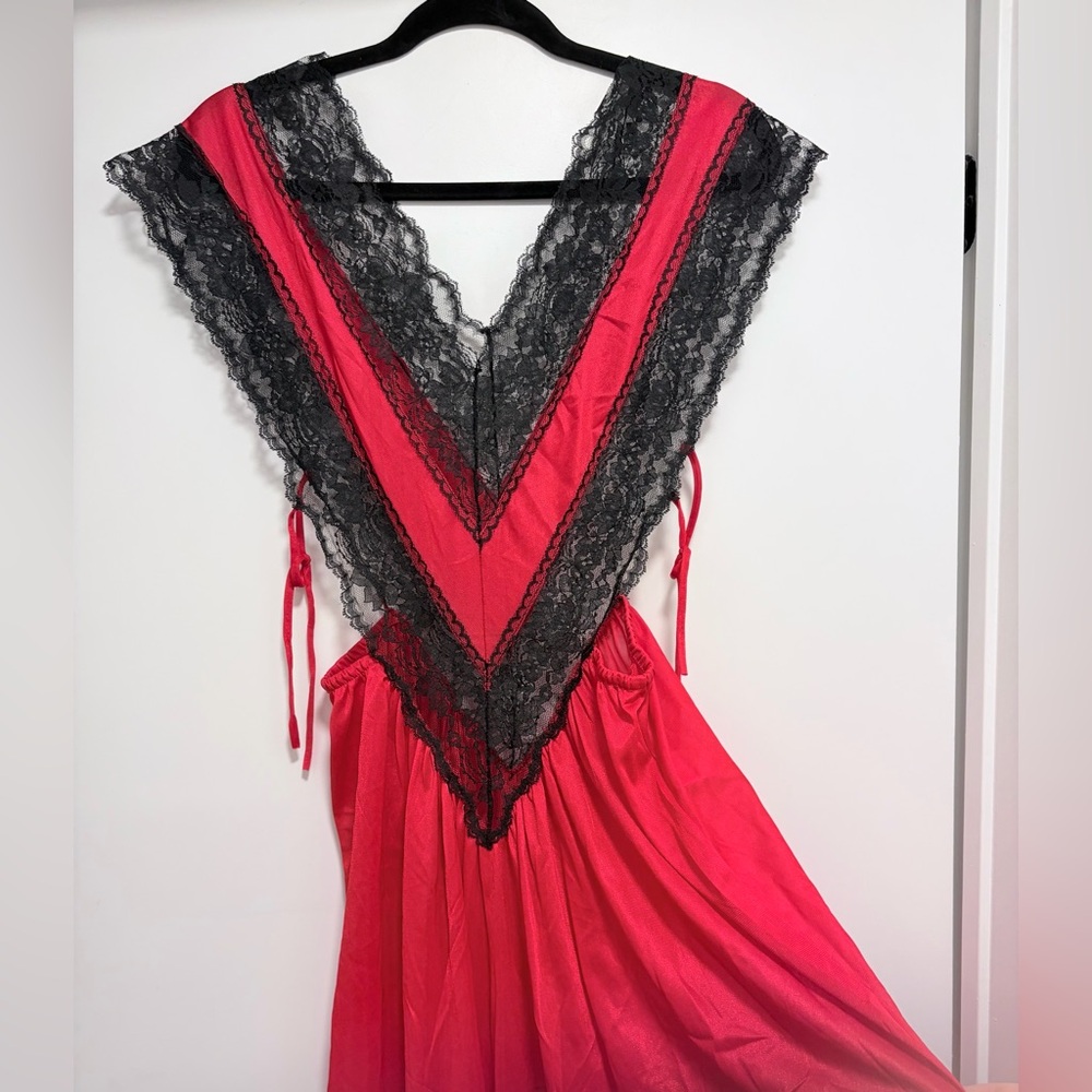 Vintage Lace-Trim Maxi Nightgown